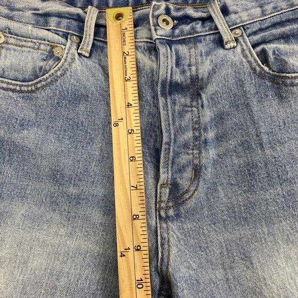 GAP Jeans Womens Size 27 Button Fly Light Wash Denim Straight Distress Destroy - Picture 8 of 12